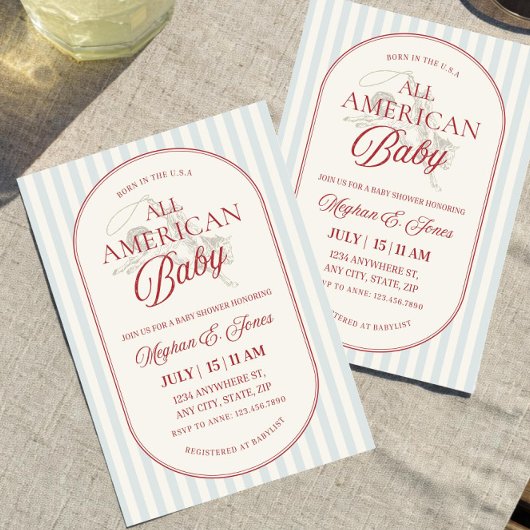 All American Baby Shower Invite, Patriotic Fourth  招待状
