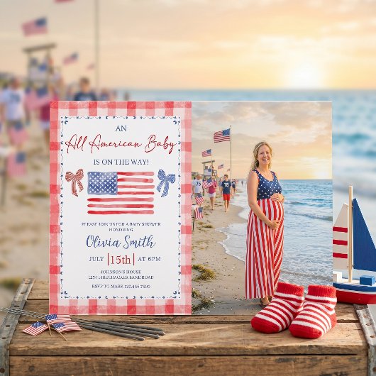 All American Baby Shower Photo Invitation 招待状