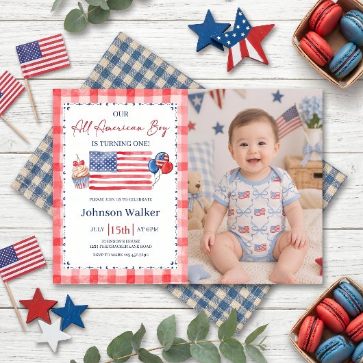 All American Birthday Photo Invitation 招待状
