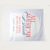 All American Blue Stripe Bachelorette Banner タペストリー (正面(横))