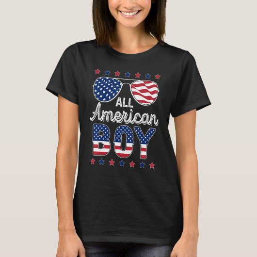 All American Boy 4th of July American Sunglasses F Tシャツ (正面)