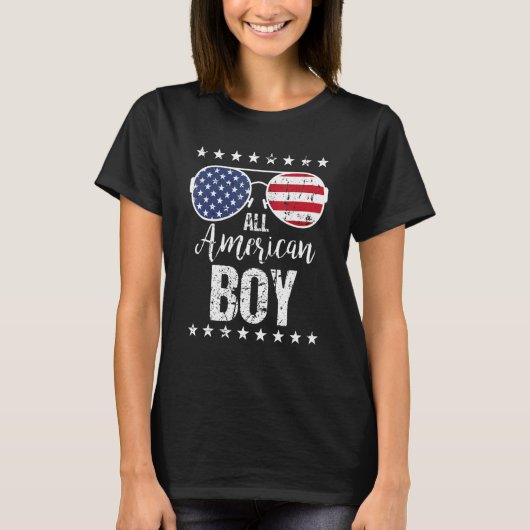 All American Boy 4th Of July Sunglasses Boys Kids  Tシャツ (正面)