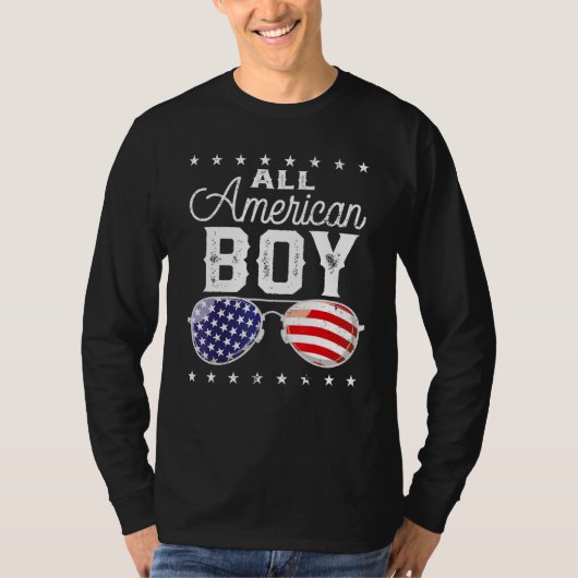 All American Boy 4th Of July USA Sunglasses Family Tシャツ (正面)