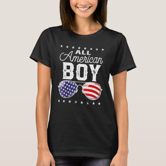 All American Boy 4th Of July USA Sunglasses Family Tシャツ (正面)