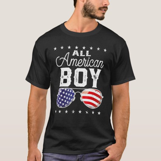 All American Boy 4th Of July USA Sunglasses Family Tシャツ (正面)