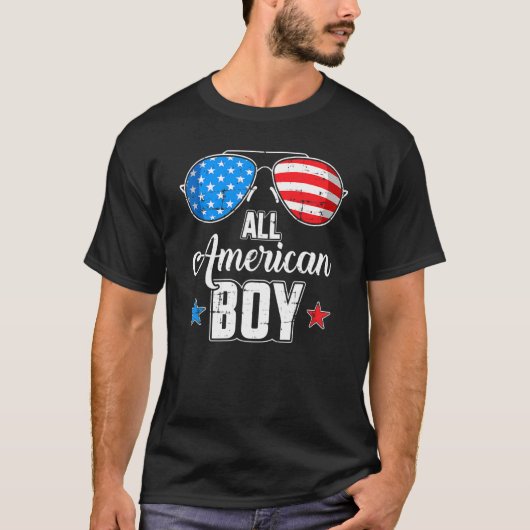 All American Boy Us Flag Sunglasses For Matching 4 Tシャツ (正面)