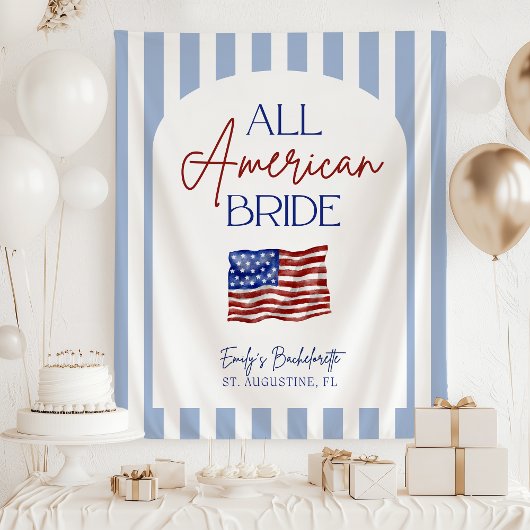 All American Bride Bachelorette Banner タペストリー