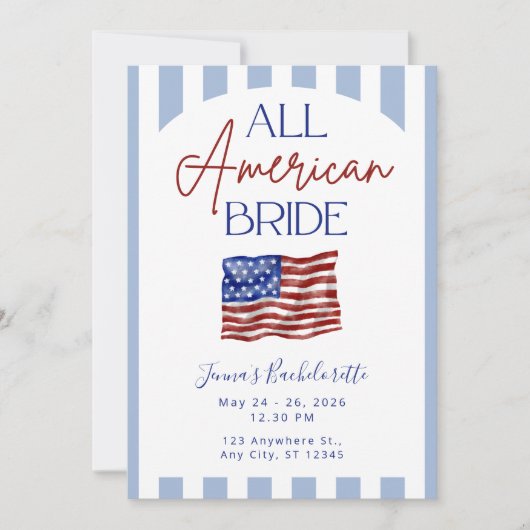All American Bride Bachelorette Invitation 招待状 (正面)