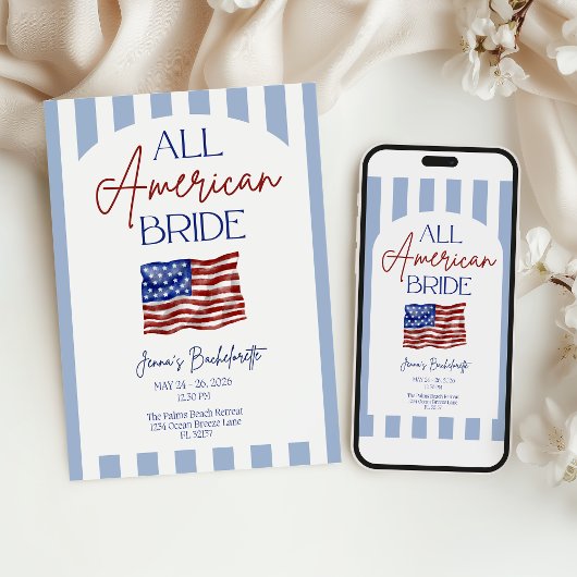 All American Bride Bachelorette Invitation 招待状