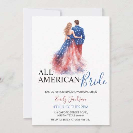 All American Bride Bridal Shower Invitation 招待状 (正面)