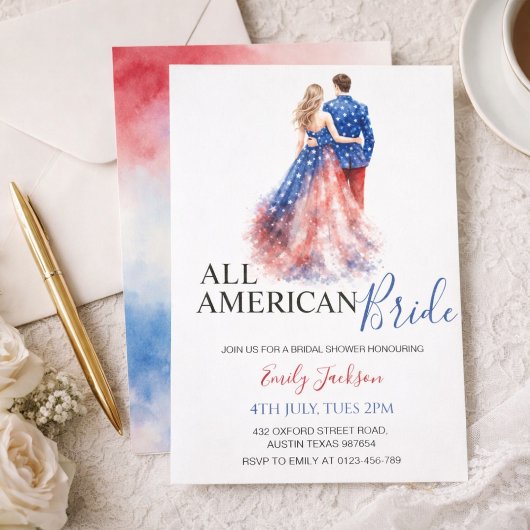 All American Bride Bridal Shower Invitation 招待状