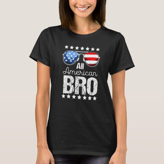 All American Bro 4th of July Men Boy Sunglasses Pa Tシャツ (正面)
