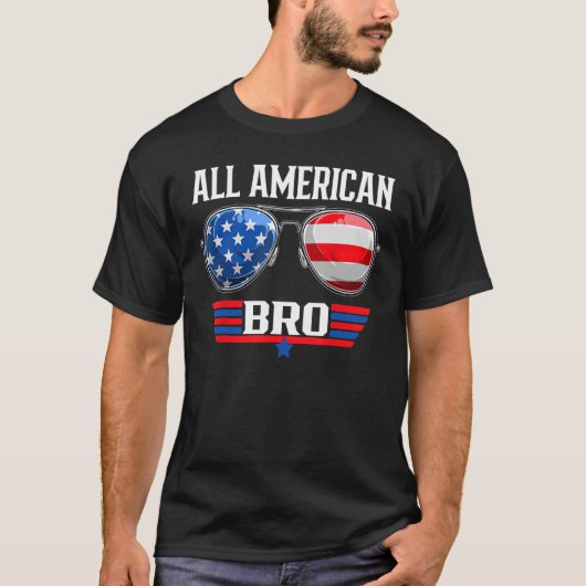All American Bro 4th Of July USA Sunglasses Family Tシャツ (正面)