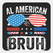 All American Bruh Funny Patriotic Meme Sticker スクエアシール (正面)