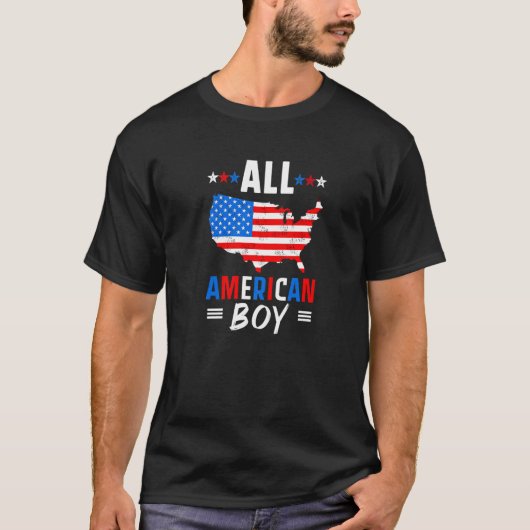 All American Daddy Fourth Of July Usa Map Us Flag Tシャツ (正面)