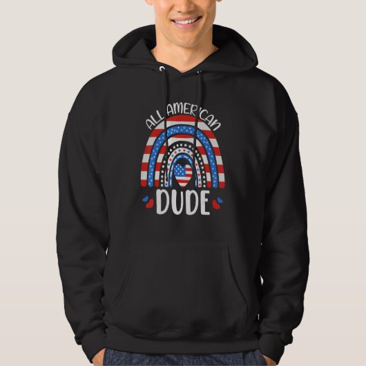 All American Dude American Flag 4th of July Family パーカ (正面)