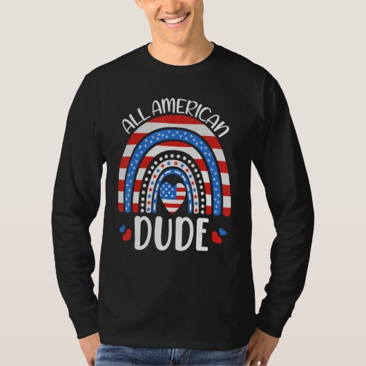 All American Dude American Flag 4th of July Family Tシャツ (正面)