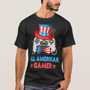 All American Gamer 4th Of 7月ビデオゲームUs Flag Tシャツ