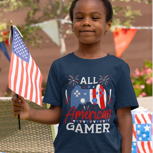 All American Gamer" 4th of July – Gaming Kids Tシャツ