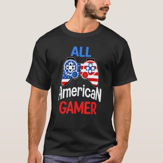 All American Gamer Patriotic Video Game 4th Of Jul Tシャツ (正面)