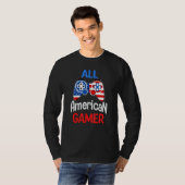 All American Gamer Patriotic Video Game 4th Of Jul Tシャツ (正面フル)