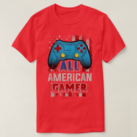All American Gamer Patriotic Video Game 7月4日 Tシャツ (デザイン正面)