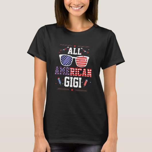 All American Gigi 4th of July US Flag Sunglasses F Tシャツ (正面)