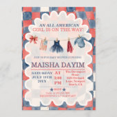 All American Girl 4th of July Baby shower 招待状 (正面)