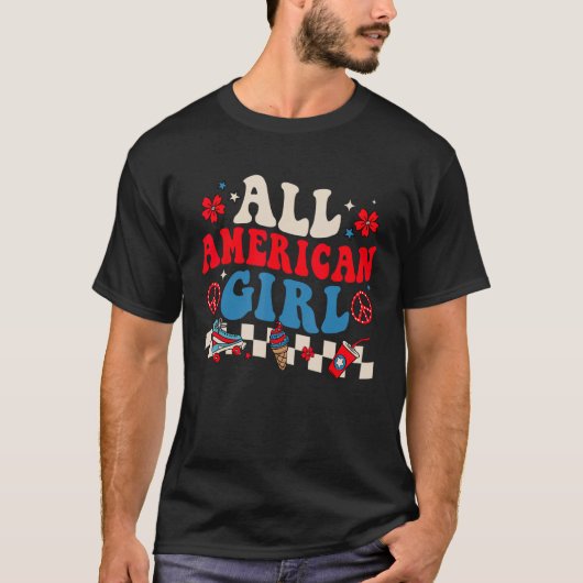 All American Girl 4th Of July Family Matching Retr Tシャツ (正面)