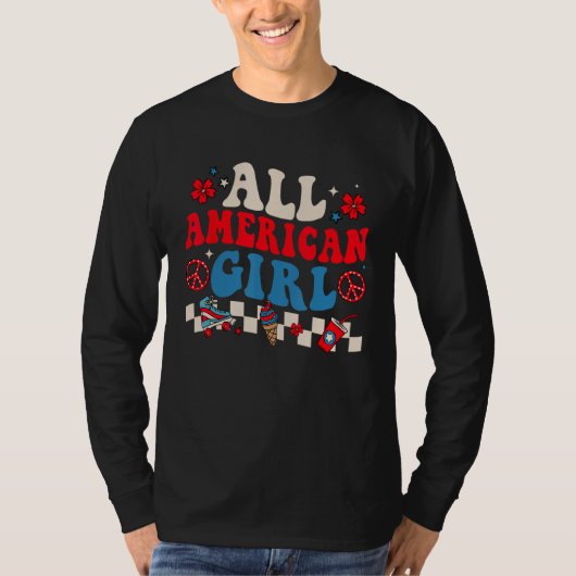 All American Girl 4th Of July Family Matching Retr Tシャツ (正面)