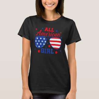 All American Girl 4th Of July Girls Kid Sunglasses Tシャツ