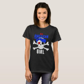 All American Girl 4th of July Pirate Skull USA Fla Tシャツ (正面フル)