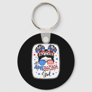 All American Girl 4th Of July Shirt Daughter Messy キーホルダー