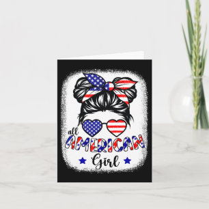 All American Girl 4th Of July Shirt Women Messy Bu カード