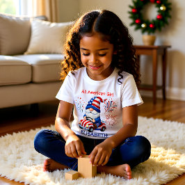 All American Girl Patriotic Gnome Family Tシャツ
