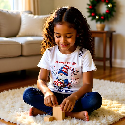 All American Girl Patriotic Gnome Family Tシャツ