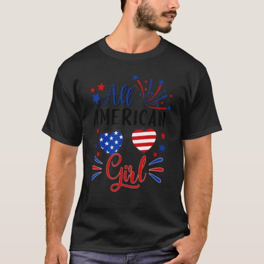 All American Girl Patriotic July 4th Kids Tシャツ (正面)