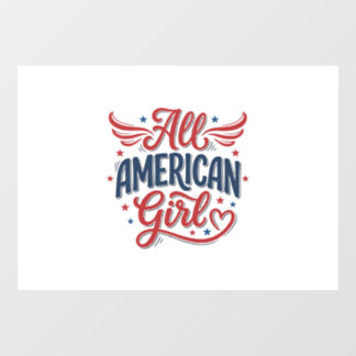 All American Girl Patriotic Vintage Vector Design_ ウィンドウサイン