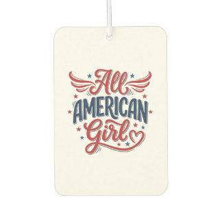 All American Girl Patriotic Vintage Vector Design_ カーエアーフレッシュナー