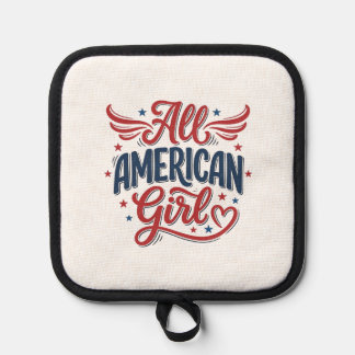All American Girl Patriotic Vintage Vector Design_ 鍋敷き