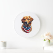 All American Golden Retriever Vintage Tee ラージ壁時計 (ホーム)