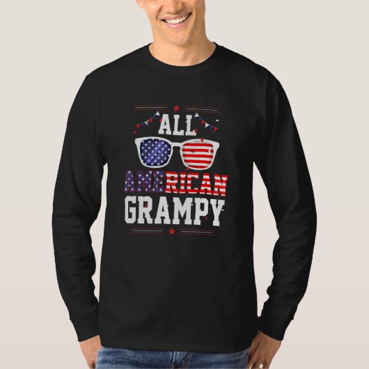All American Grampy 4th of July US Flag Sunglasses Tシャツ (正面)
