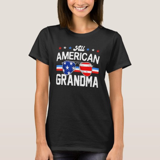 All American Grandma 4th of July Family Matching S Tシャツ (正面)