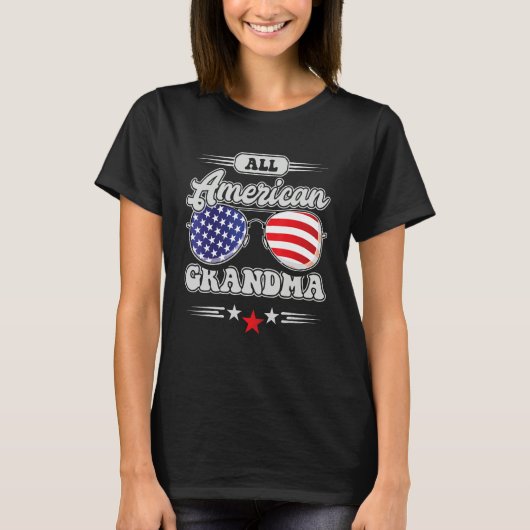 All American Grandma 4th Of July Family Matching Tシャツ (正面)