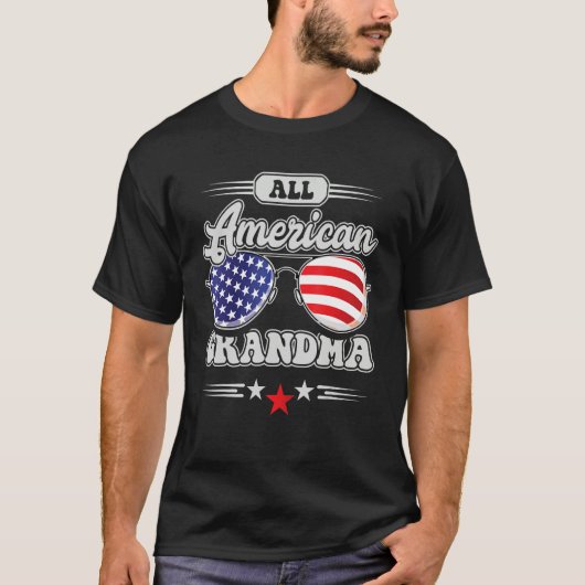 All American Grandma 4th Of July Family Matching Tシャツ (正面)