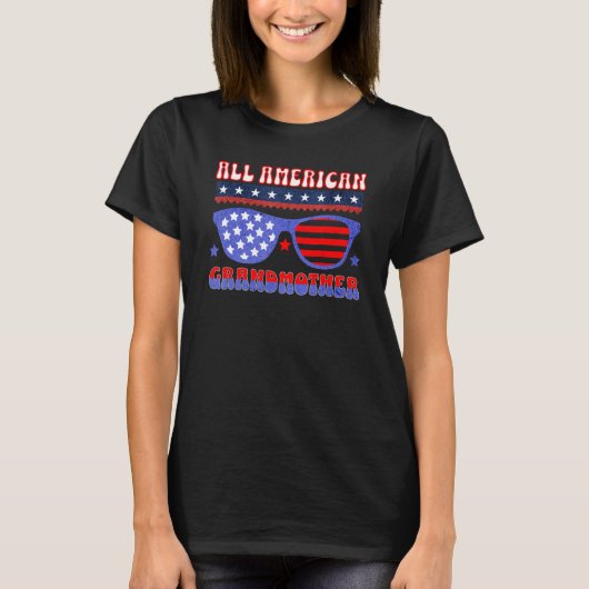 ALL AMERICAN GRANDMOTHER 4TH OF JULY PATRIOTIC SUN Tシャツ (正面)