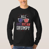 All American Grumpy 4th of July US Flag Sunglasses Tシャツ (正面)