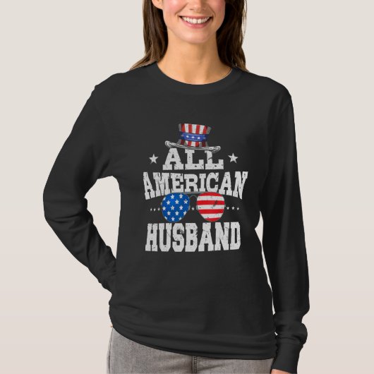 All American husband men American Flag 4th of July Tシャツ (正面)