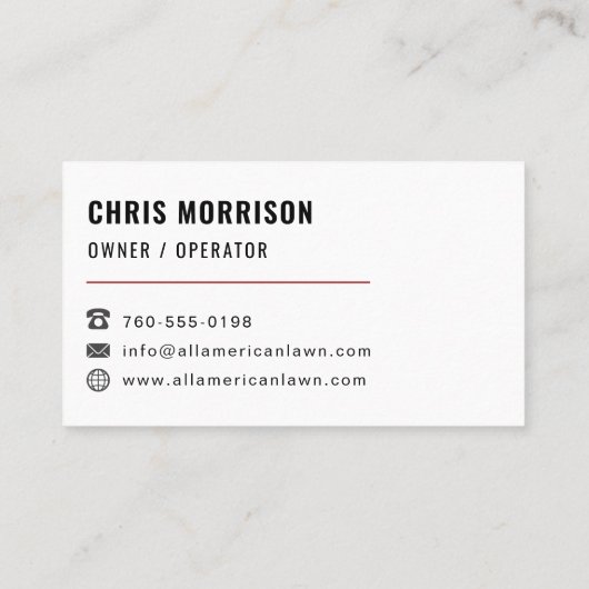 All-American Lawn and Landscaping 名刺 (裏面)