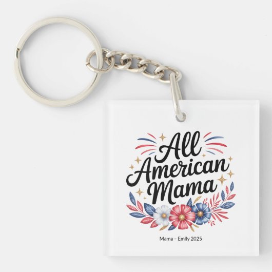 All American Mama Acrylic Keychain 4th of July Gif キーホルダー (正面)